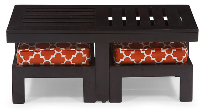 Caffino Coffee Table Set(Ebony&Morocco Lattice Rust)
